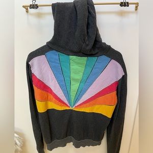 Aviator Nation patchwork rainbow zip up hoodie. Size Medium.